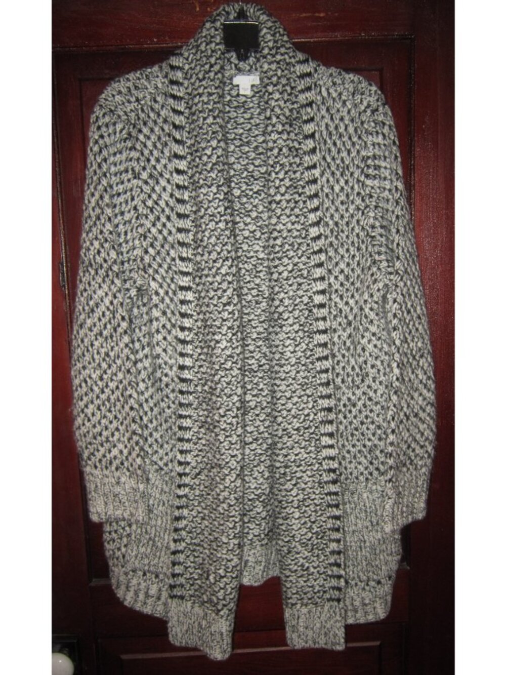 J. Jill L Cardigan Sweater Coat Duster Open Shawl Chunky Knit Soft Pockets Wool